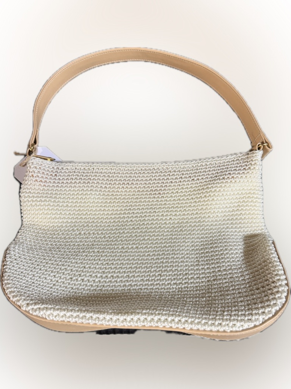 P037- vintage The Sak crochet hobo shoulder bag cream or ivory "Natural" color,